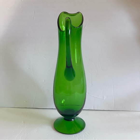 Vintage Hand Blown Green Glass Pitcher 19” - Picture 15 of 15